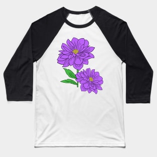 Violet Aster floral Hand Drawn Gardening Gift Baseball T-Shirt